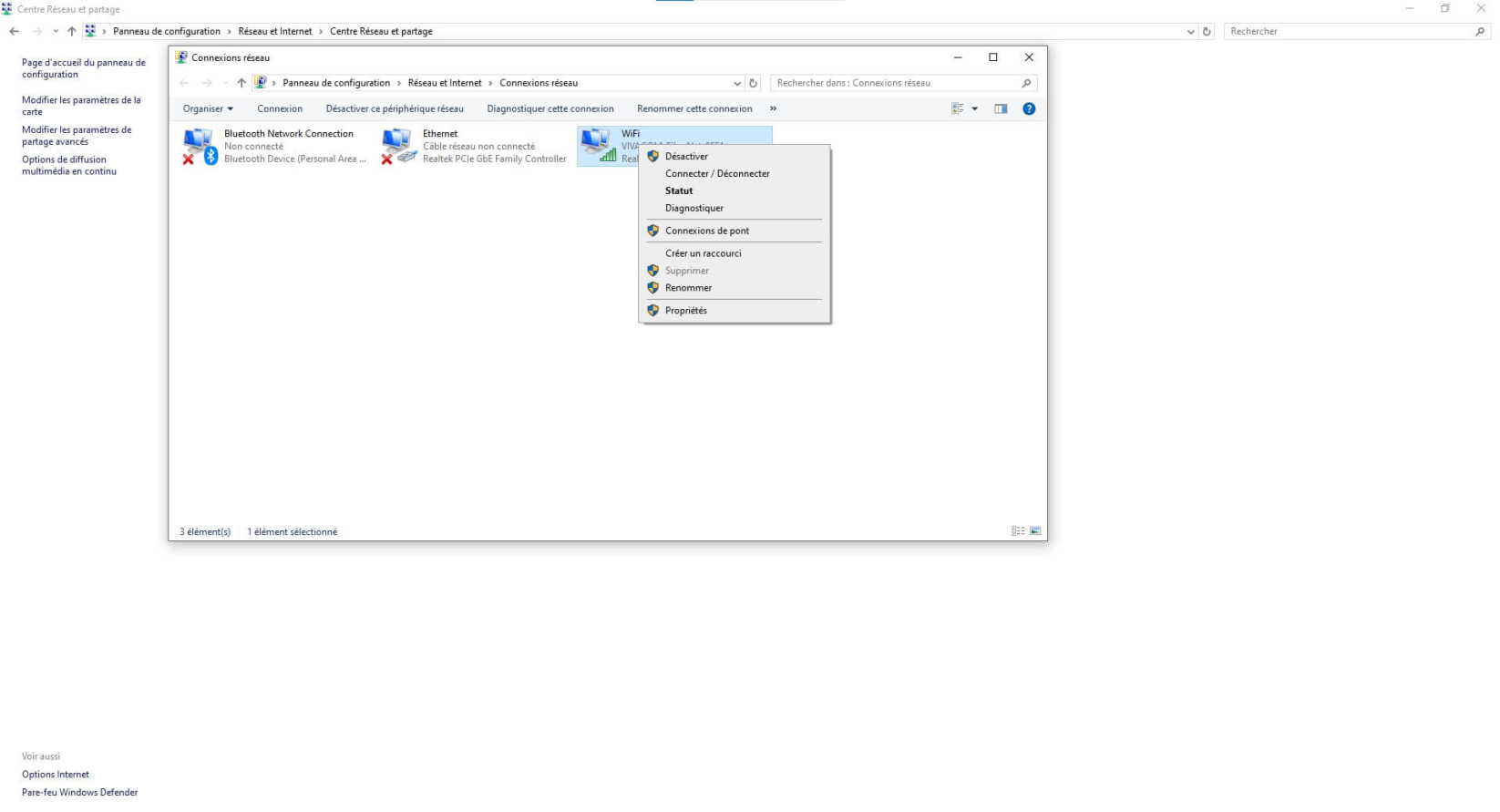 Une capture d'écran des paramètres de la carte réseau Windows et du menu des propriétés d'un réseau.
