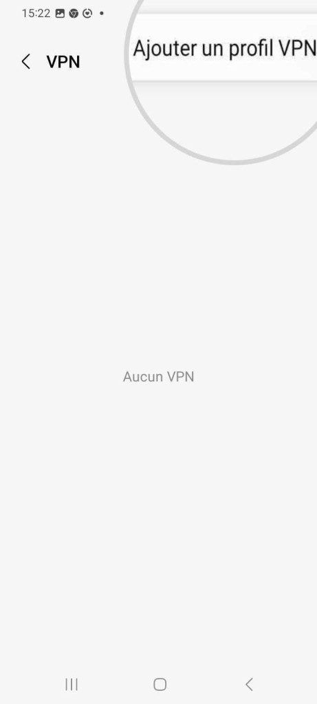 Capture d'écran de l'option Ajouter un profil VPN dans les paramètres VPN d'Android