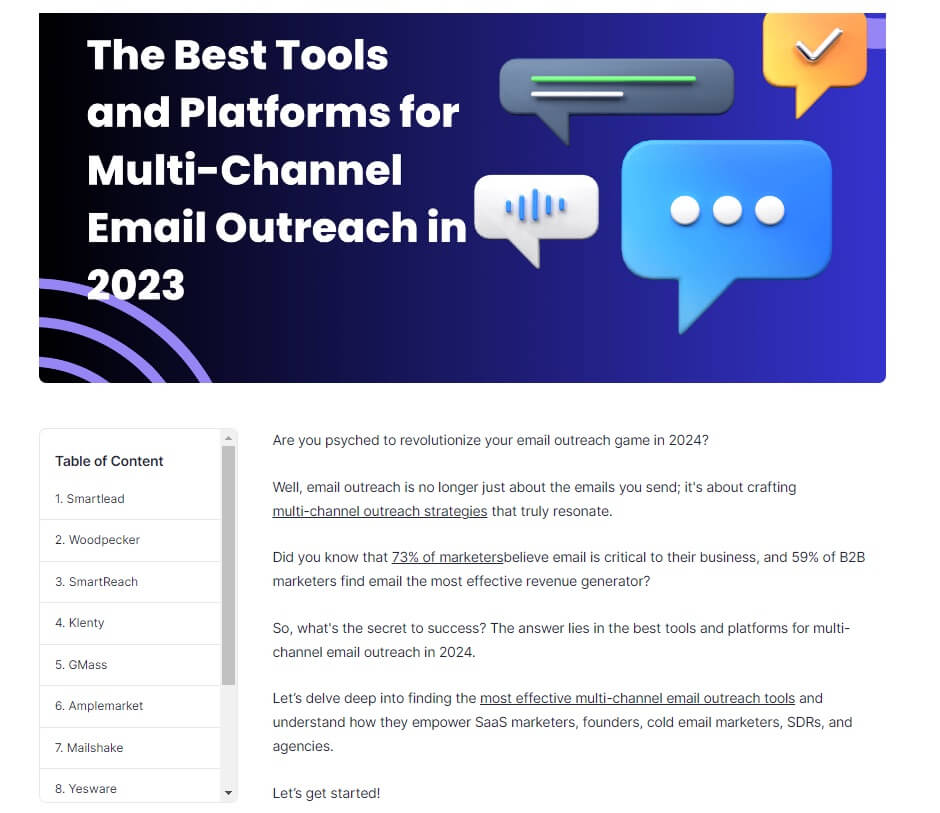 Extrait d'un article récapitulatif présentant une liste des meilleurs outils de sensibilisation multicanal.