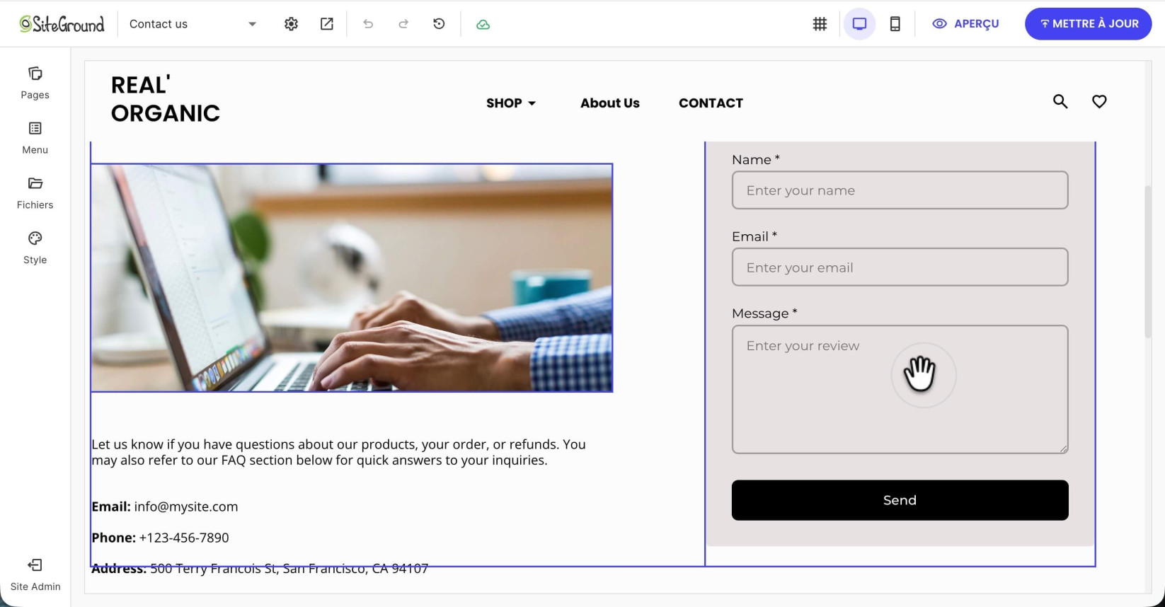 Sélection non contiguë de plusieurs composants sur une page dans le Website Builder en cliquant sur les éléments sélectionnés et en maintenant la touche Command/CTRL