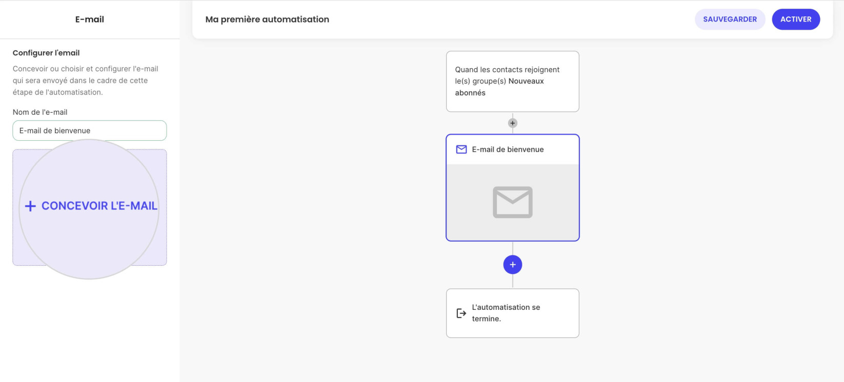 Concevoir un e-mail pour l'automatisation des e-mails 