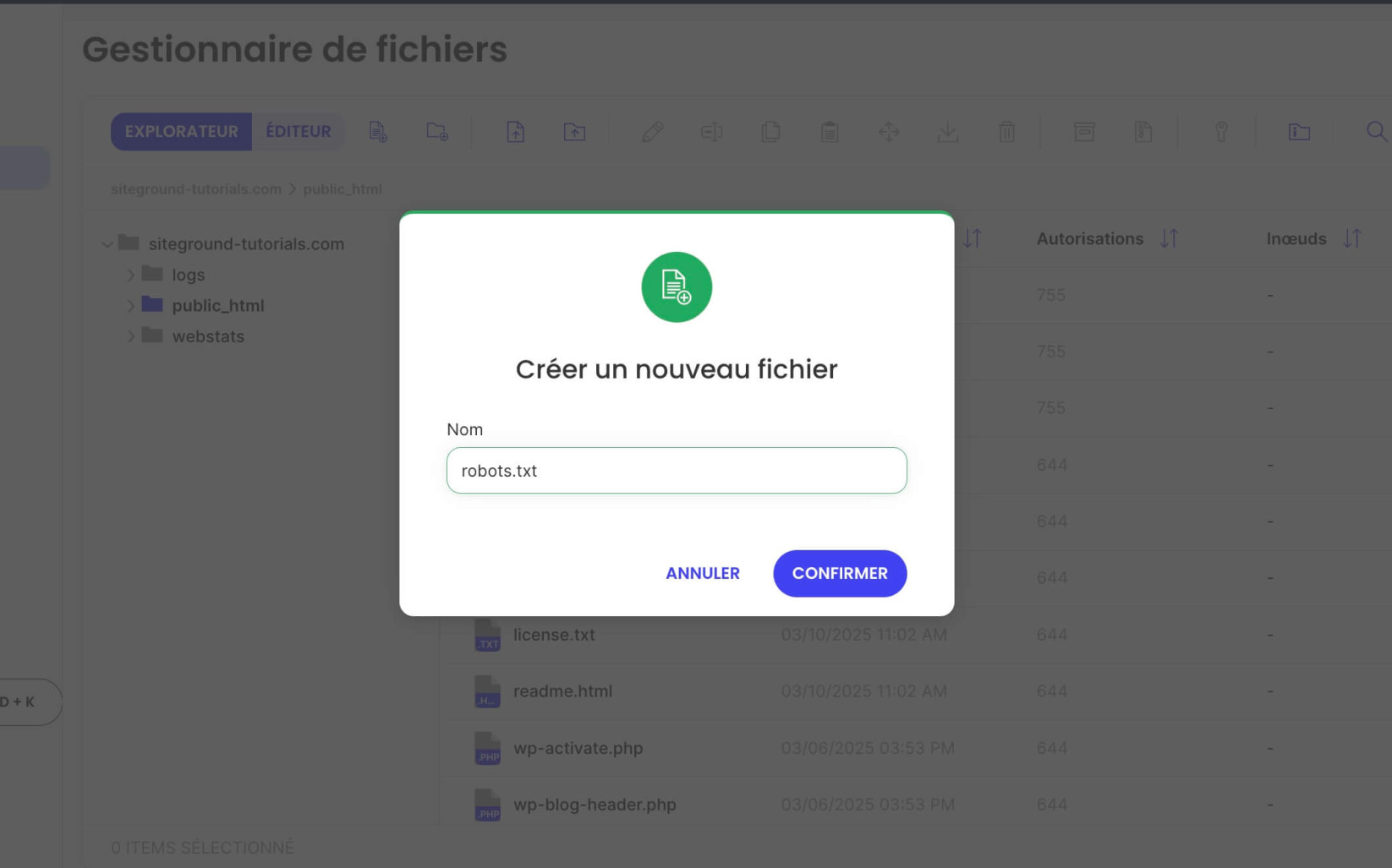 Création d'un fichier robots.txt