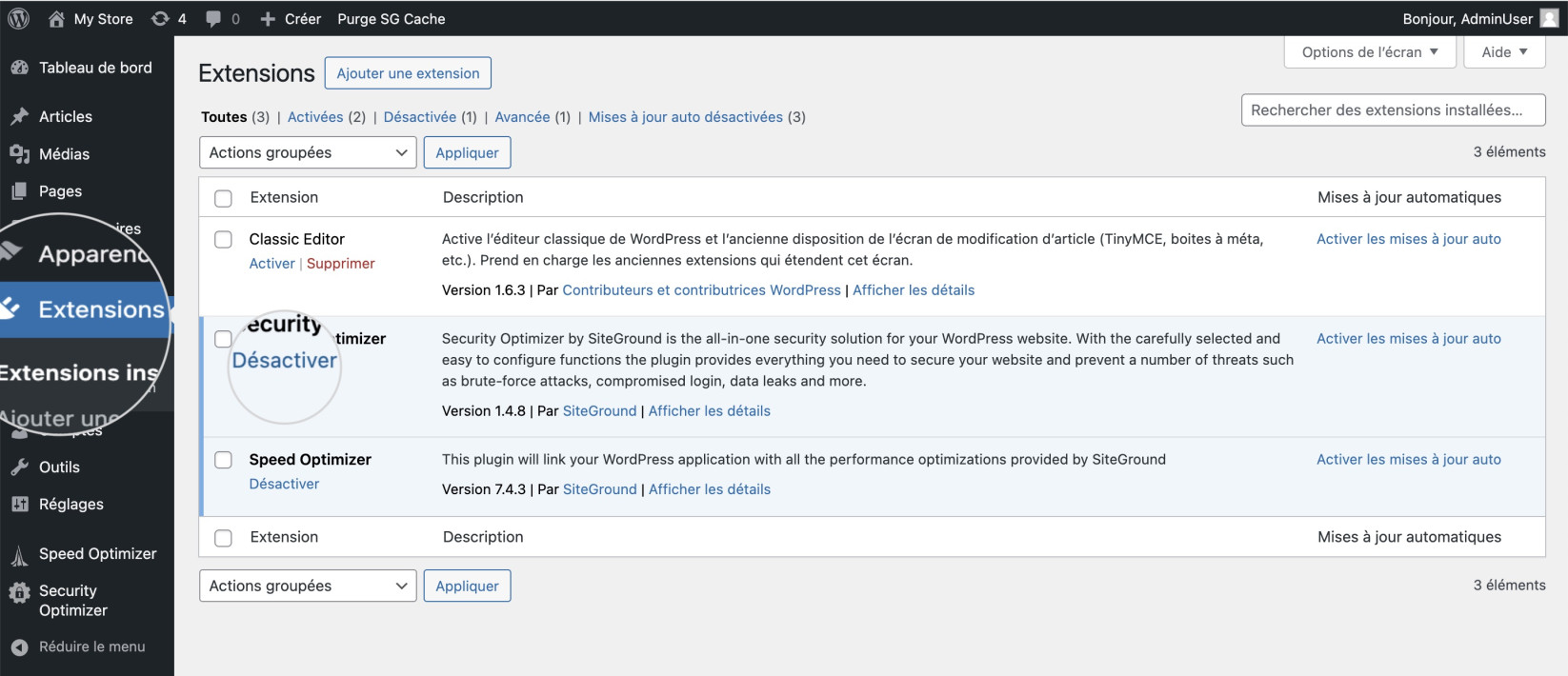Désactivez les plugins WordPress pour résoudre l’erreur « Ce site est inaccessible »