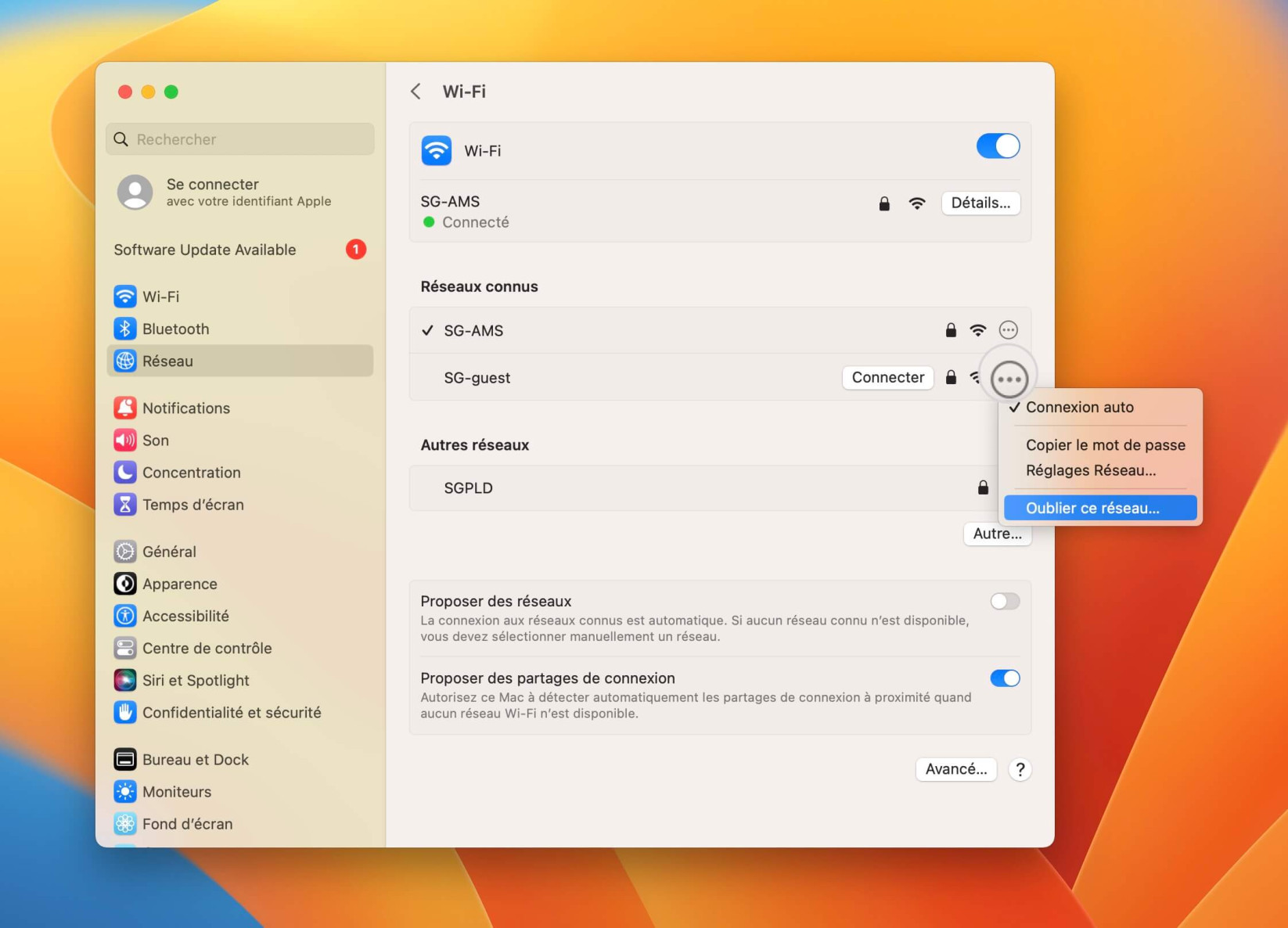 Comment désactiver un réseau sur Mac