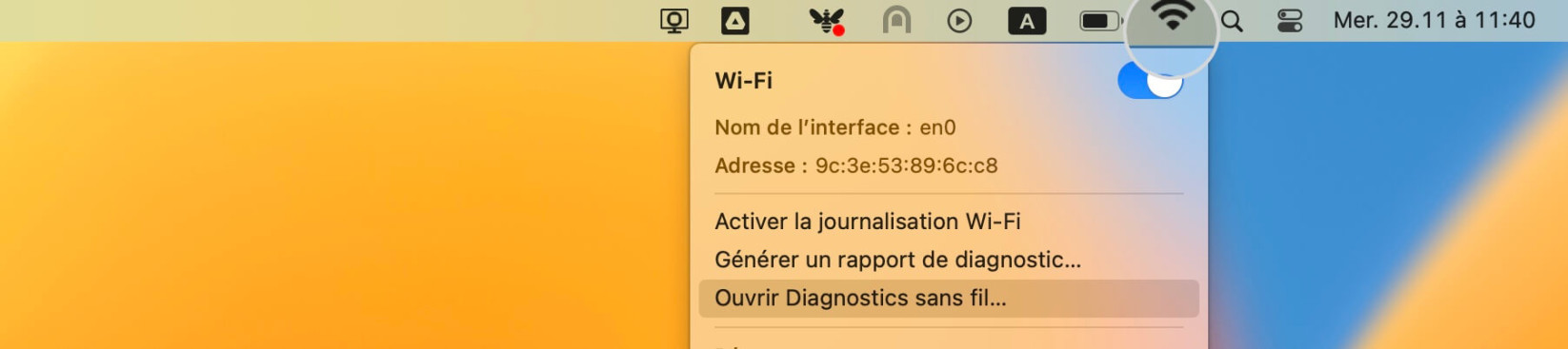 Ouvrir les diagnostics réseau sur Mac 