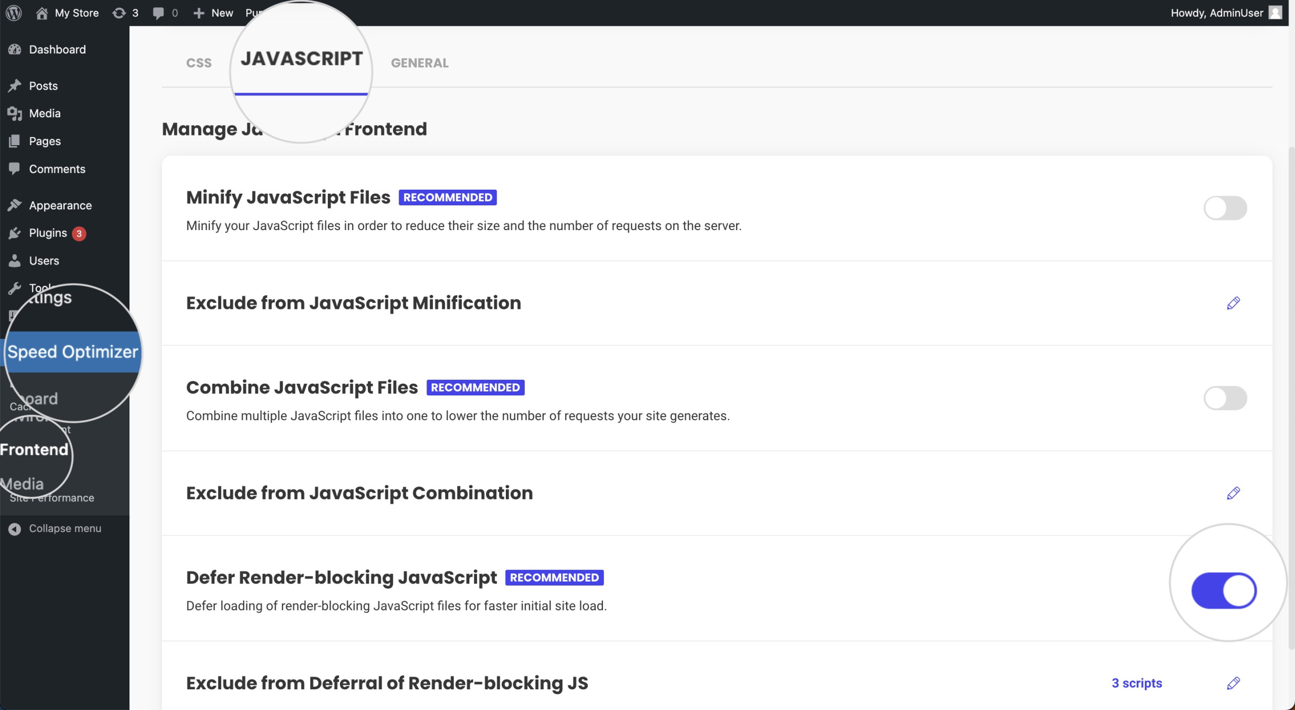 Différer les scripts bloquant le rendu avec Speed Optimizer
