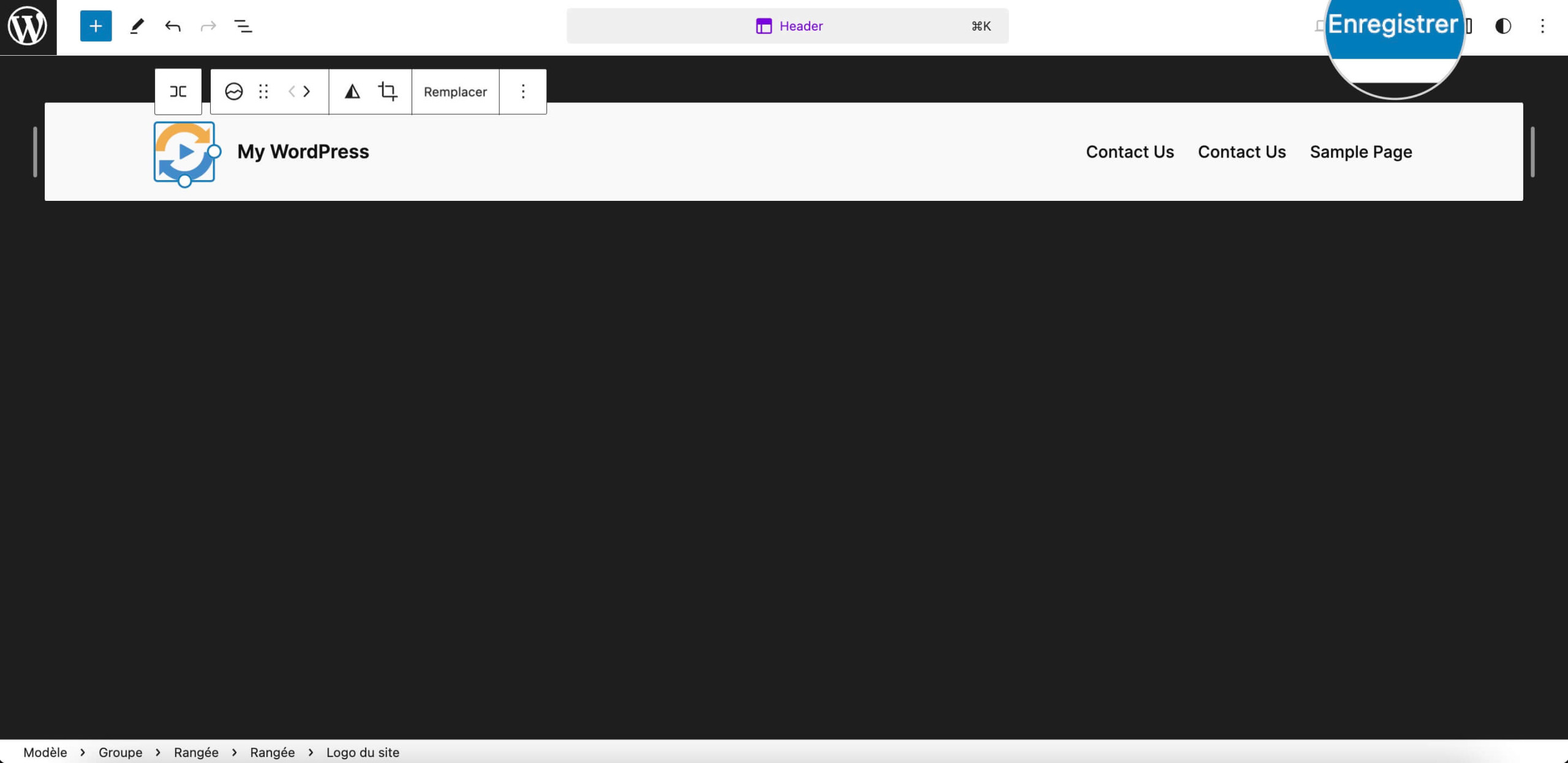 Capture d'écran montrant comment enregistrer et publier votre favicon WordPress à l'aide de l'éditeur de site