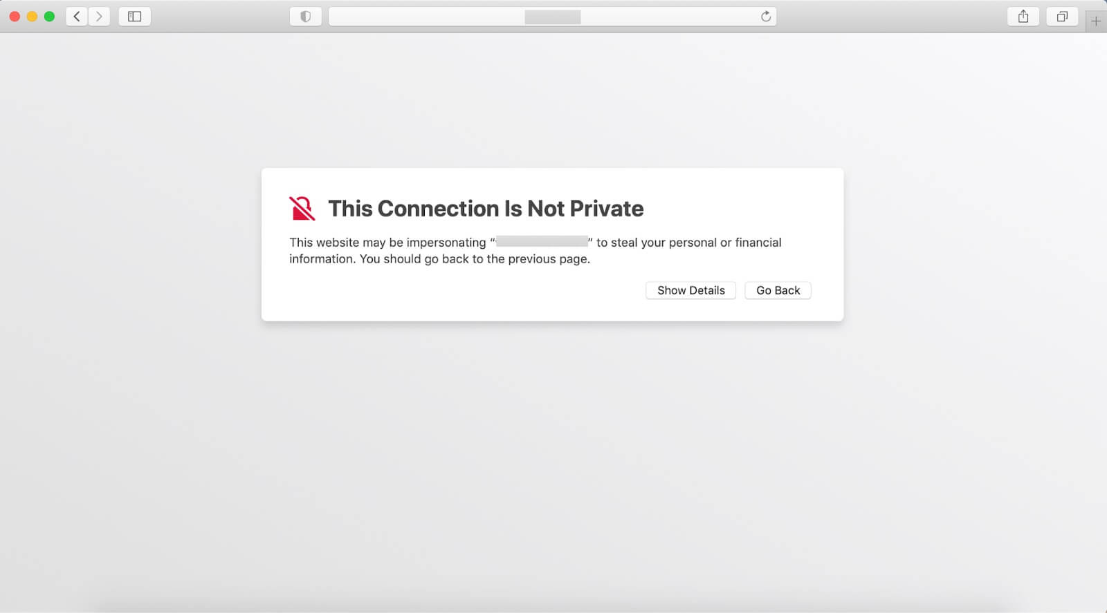 Capture d’écran affichant l’erreur « Cette connexion n’est pas privée » dans Safari