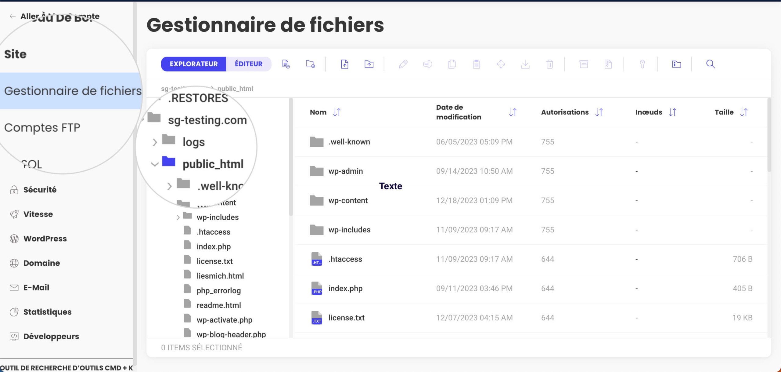 Comment accéder au dossier racine de WordPress à partir d'un gestionnaire de fichiers