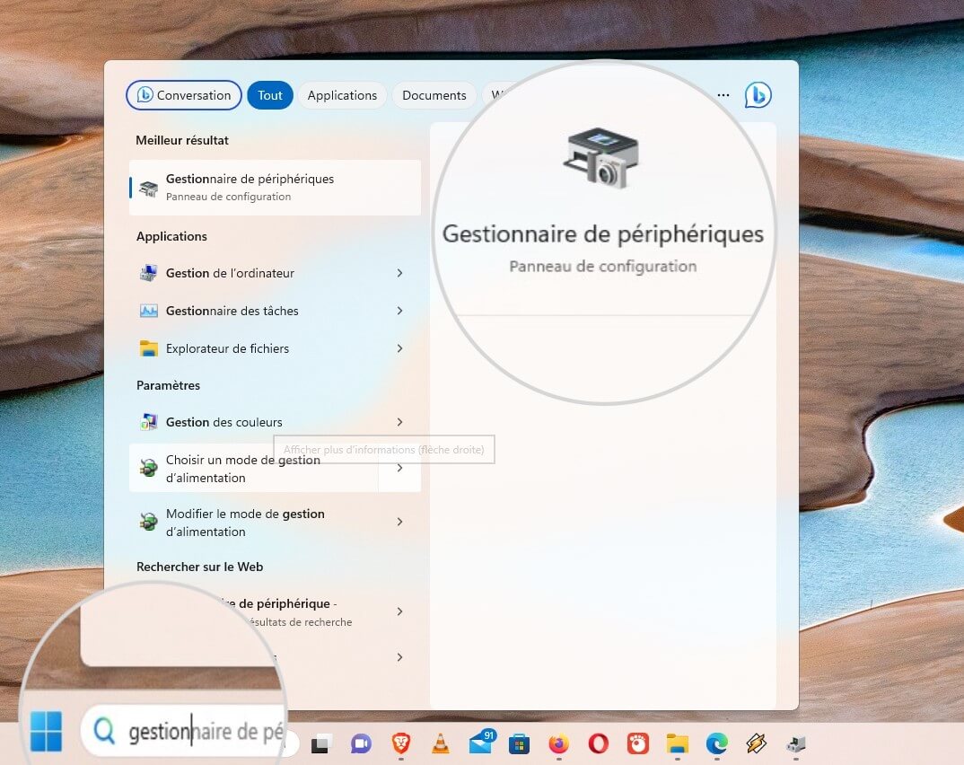Gestionnaire de périphériques sous Windows