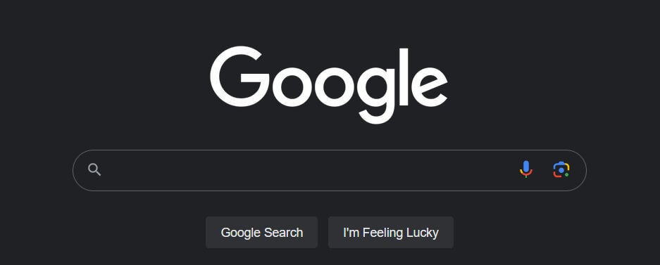 Page d'accueil de la Google Search