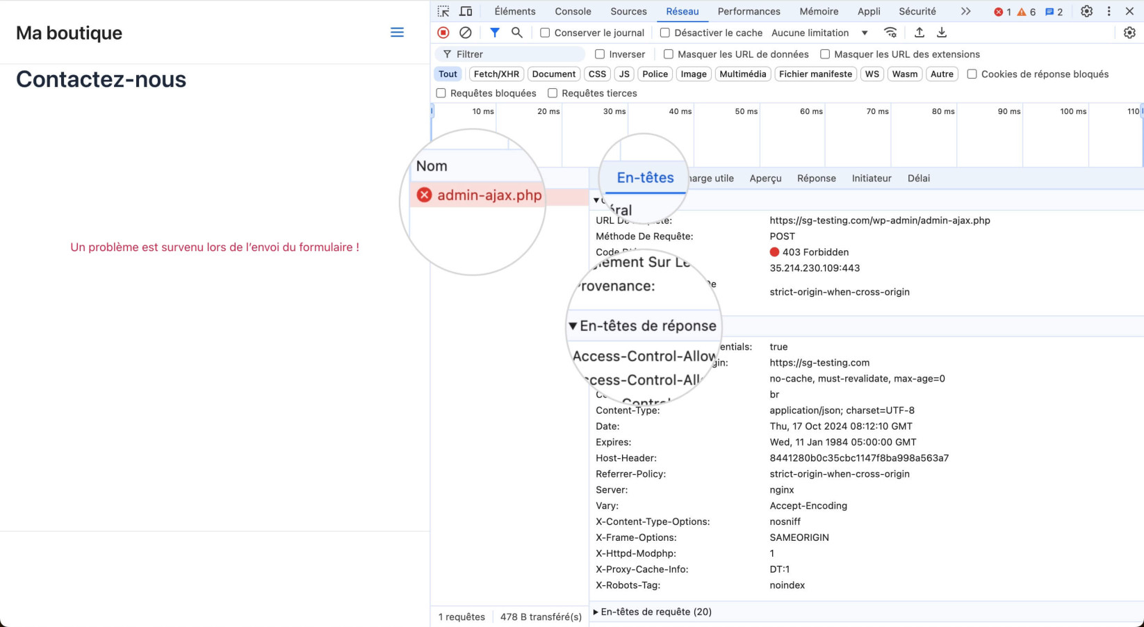 En-têtes de réponse HTTP dans Google Developer Console 