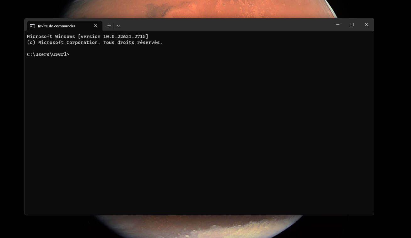 Écran d'Invite de commandes sous Windows