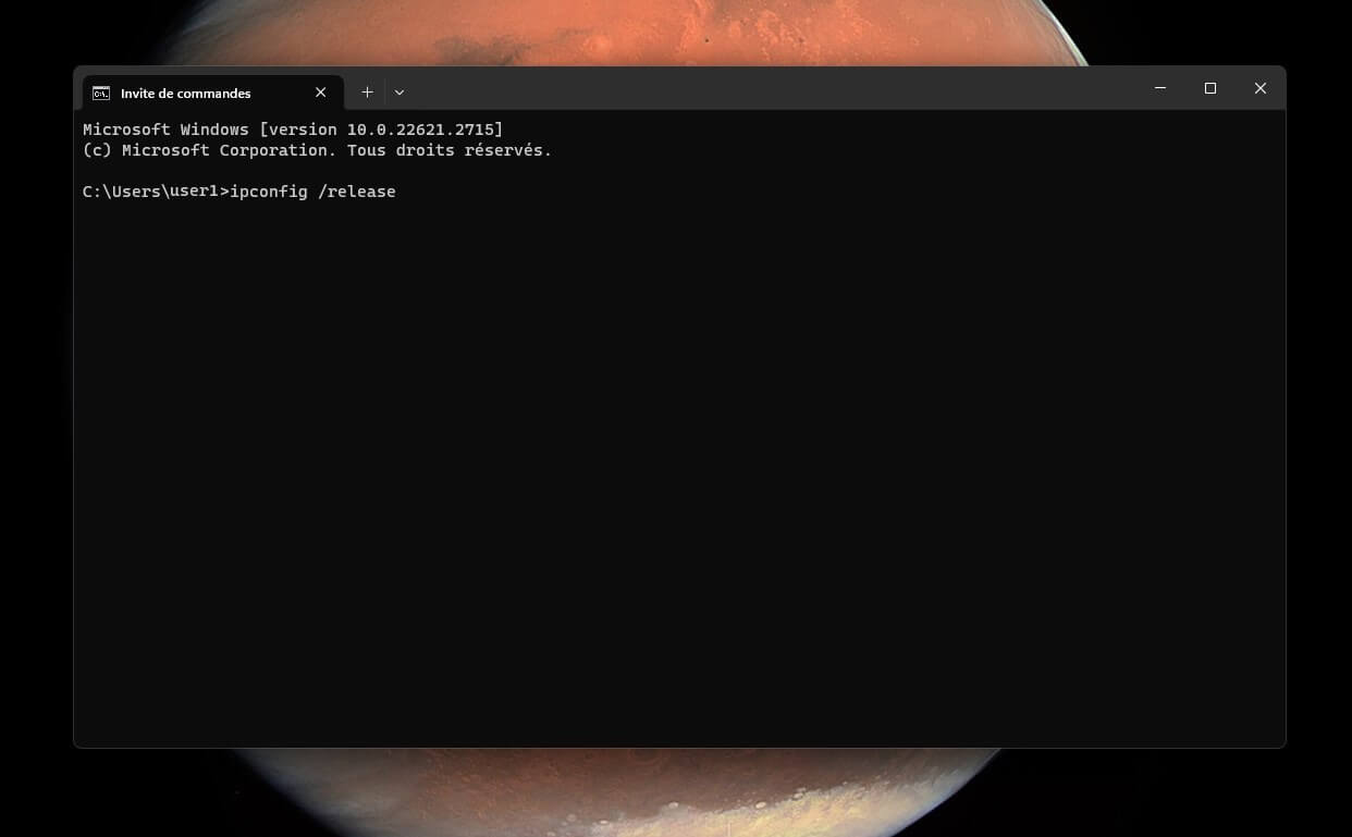La commande pour libérer votre IP sous Windows