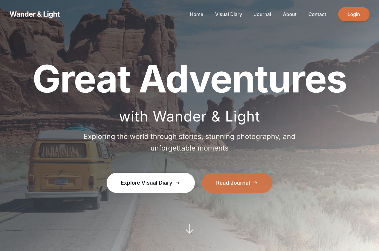 lifestyle and travel website - photo-focused layout for stories