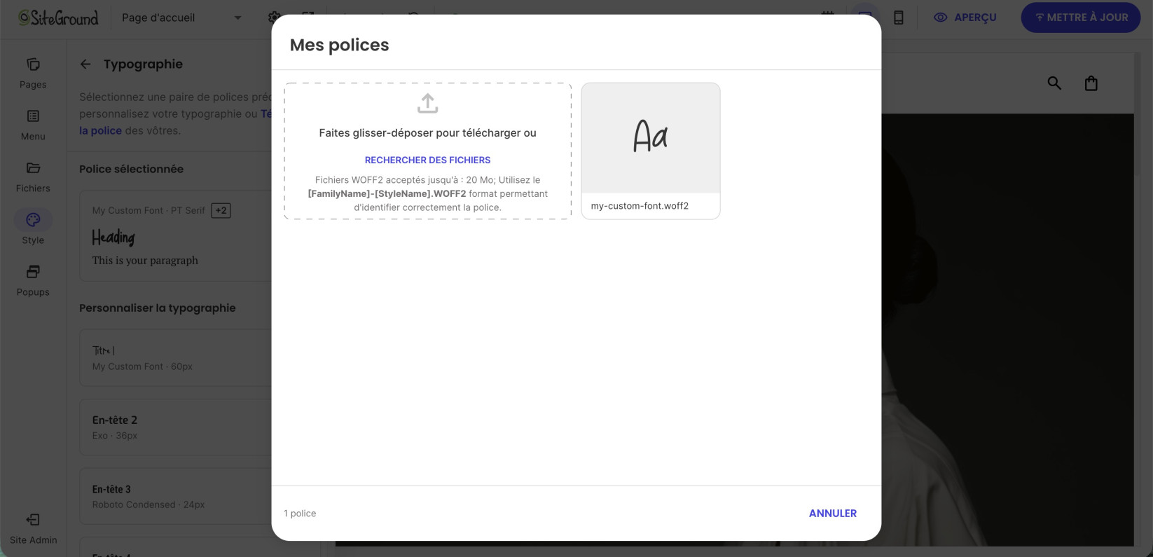 Après un téléchargement réussi, la police apparaîtra comme une nouvelle vignette dans la bibliothèque