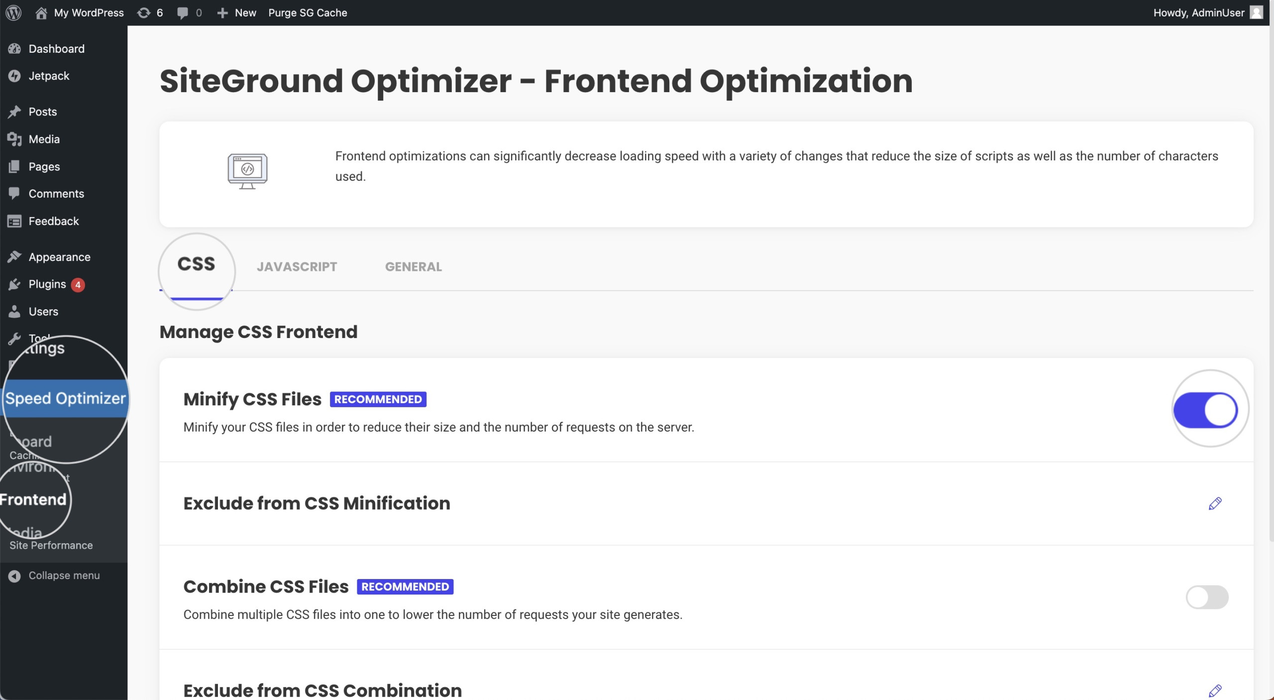 Minifiez les fichiers CSS avec le plugin Speed Optimizer