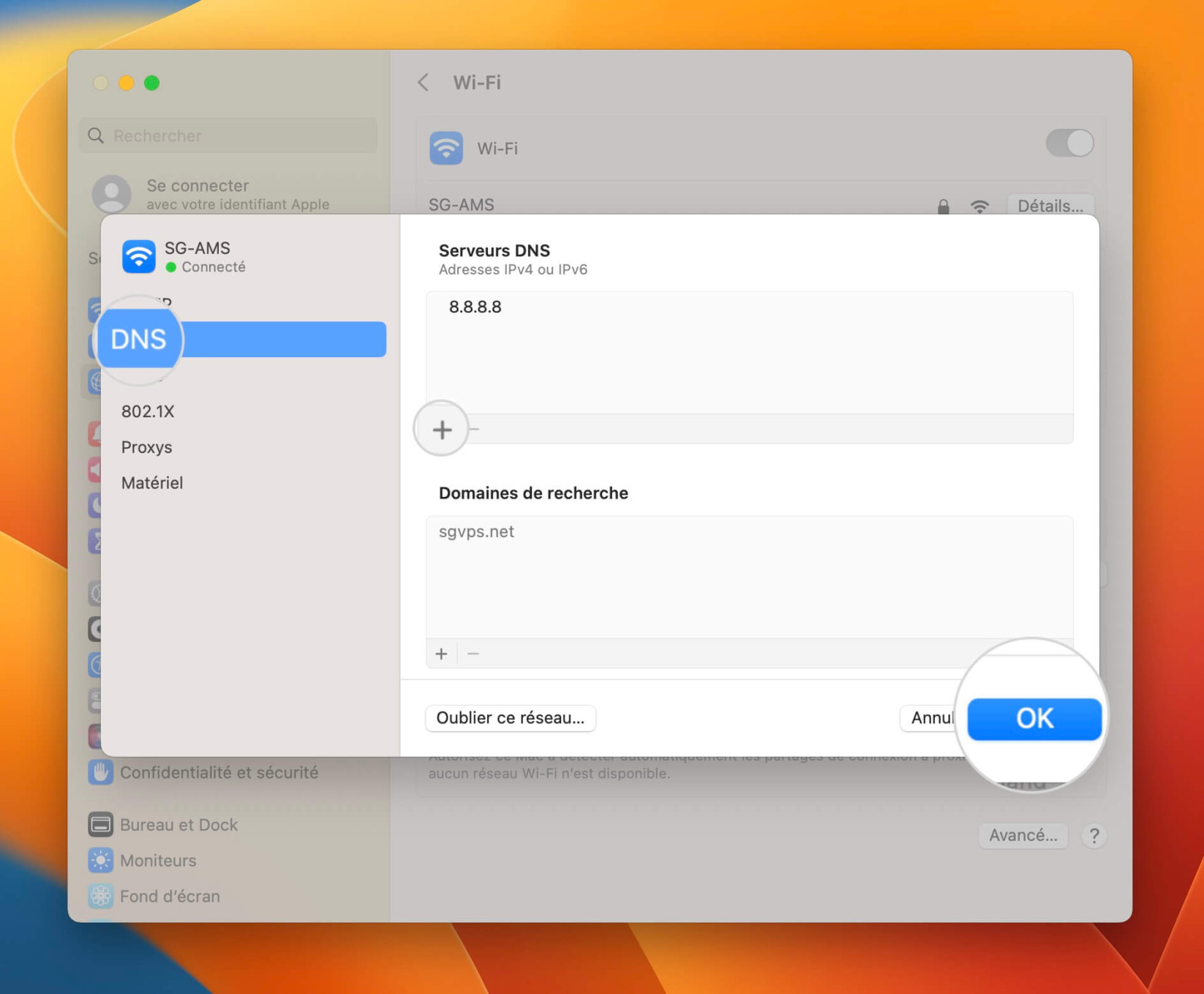 Modifier les serveurs DNS sur Mac pour corriger DNS_PROBE_FINISHED_BAD_CONFIG