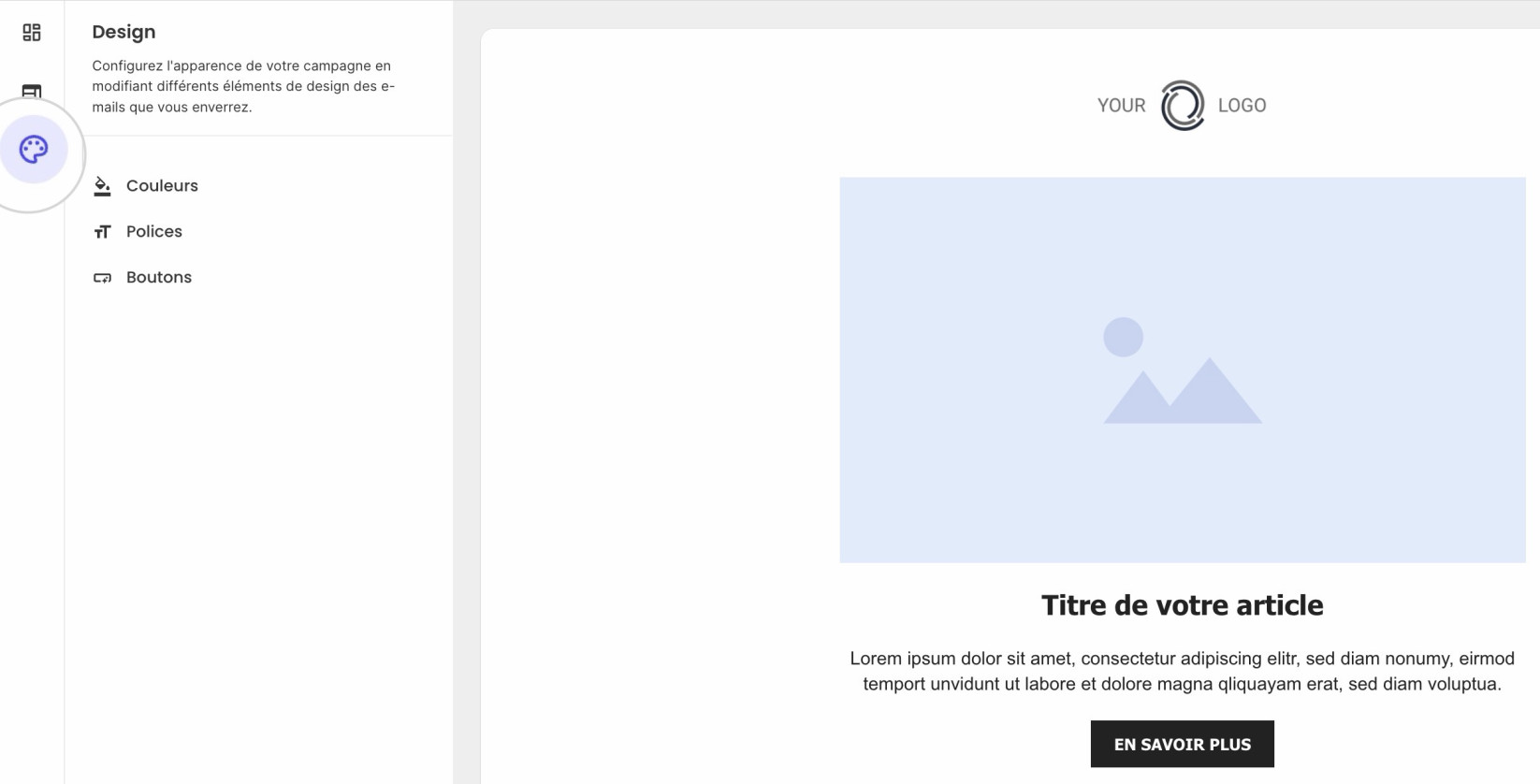 Modifiez le design de votre email