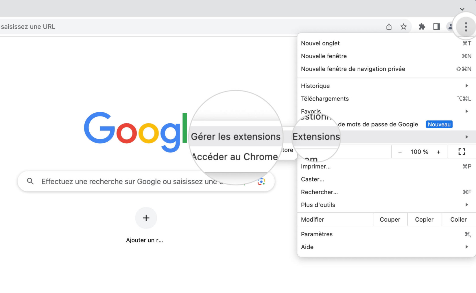 Comment ouvrir le menu Extensions sur Google Chrome