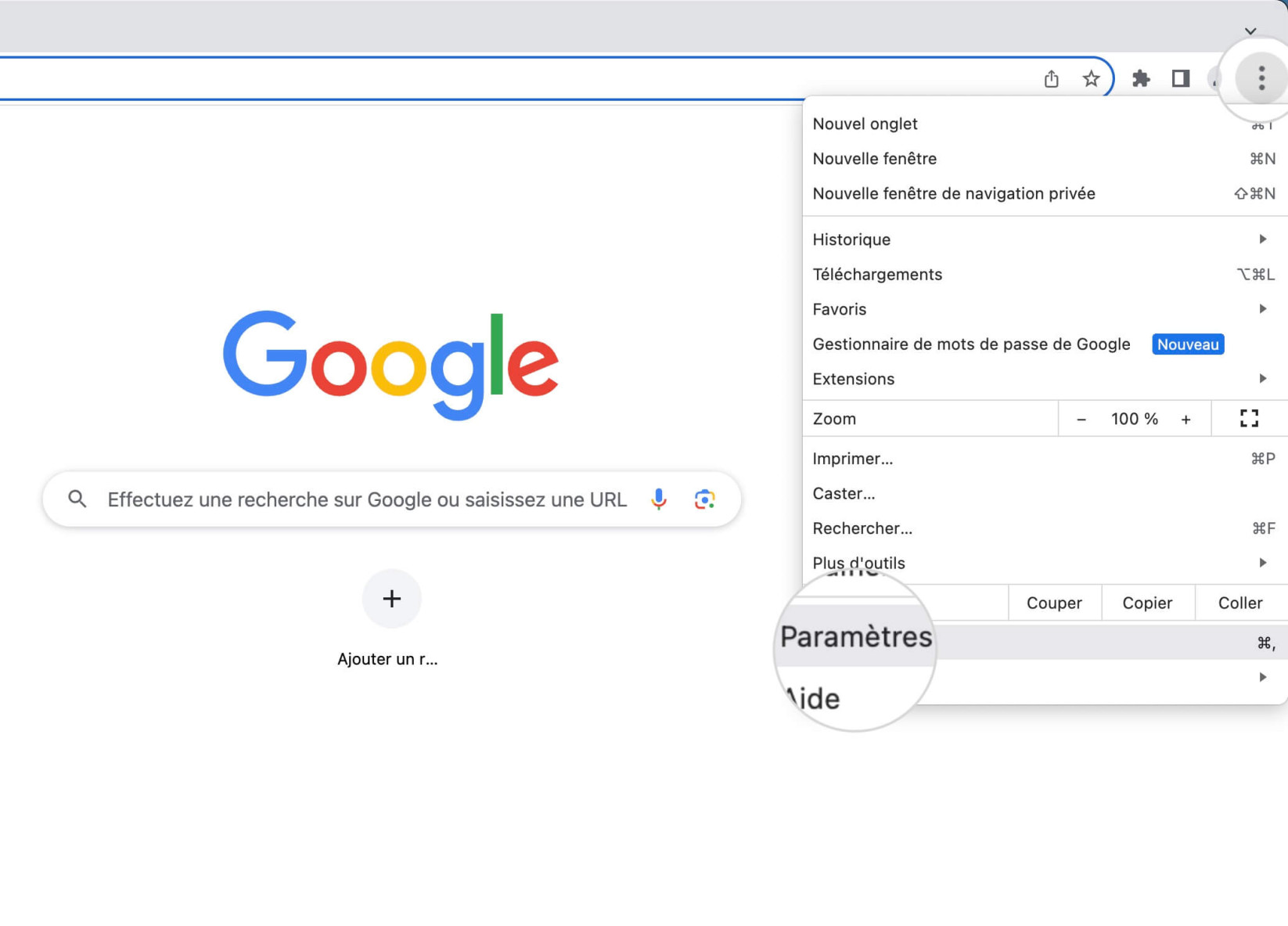 Comment ouvrir la page des paramètres dans Chrome