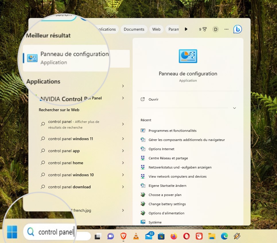 Comment ouvrir le Panneau de configuration à partir du menu Windows