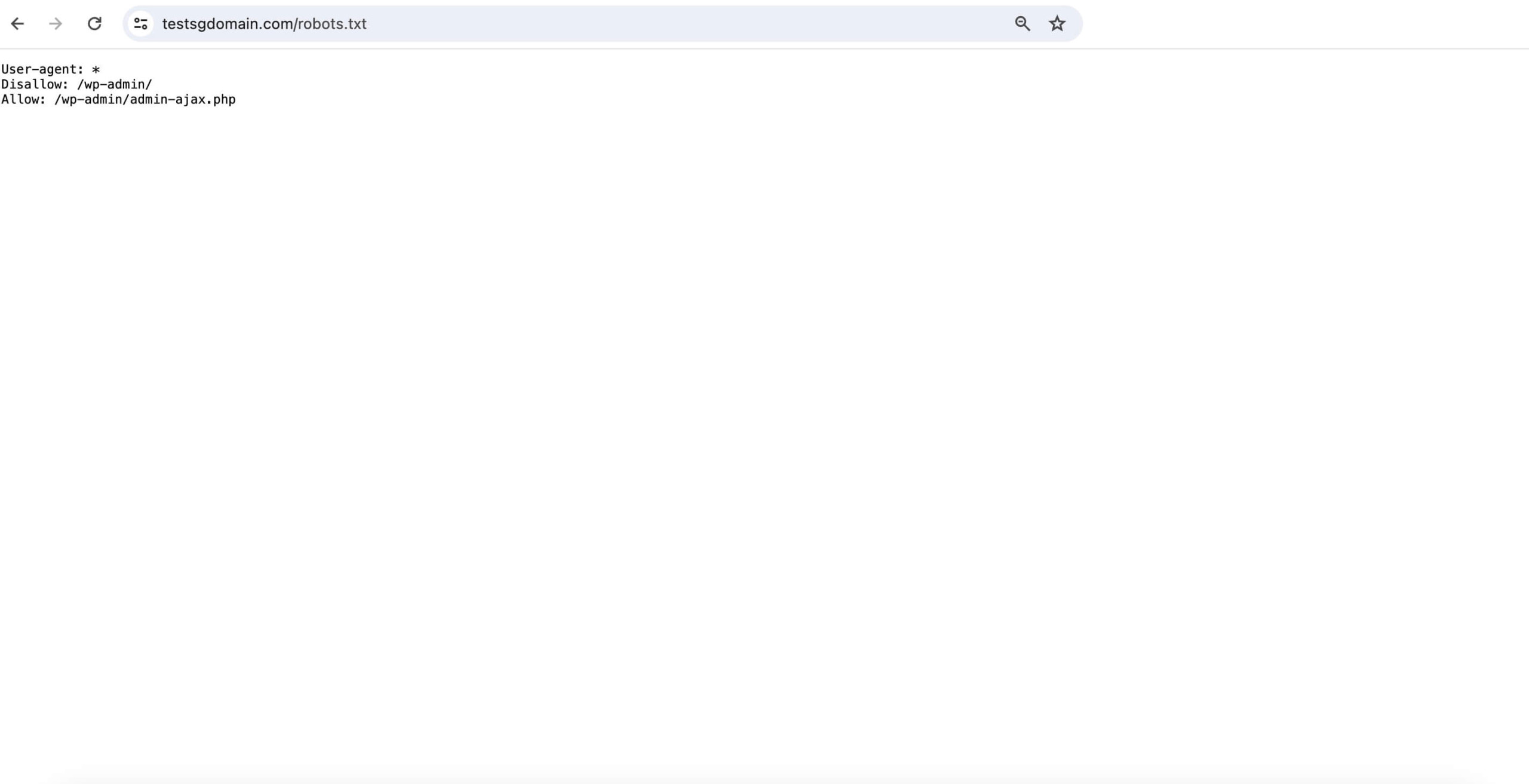 Capture d'écran du fichier virtuel WordPress robots.txt par défaut.