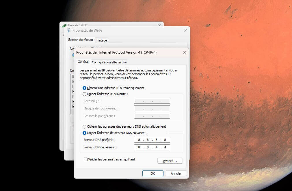 Modification des serveurs DNS sous Windows 
