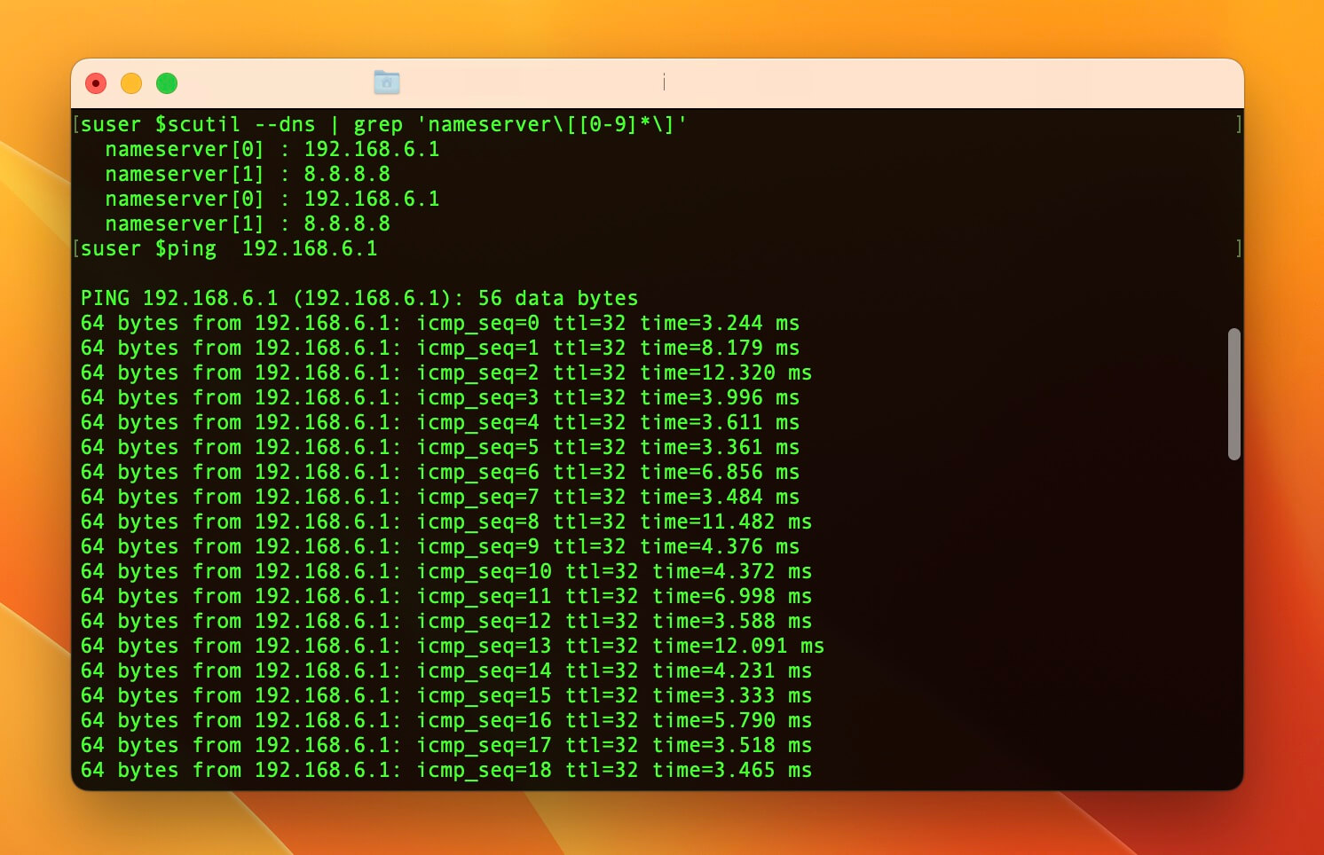 Envoyez un ping à l’adresse du serveur DNS pour vérifier s’il est réactif
