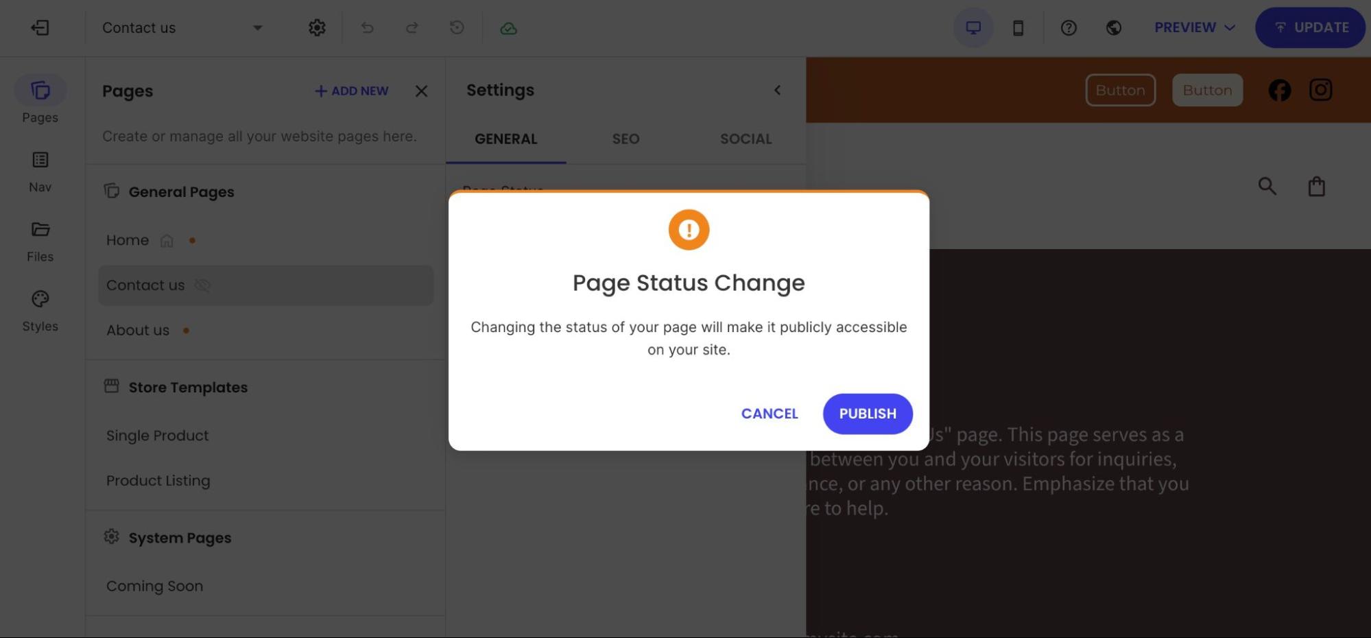 Une fenêtre pop-up de confirmation de 