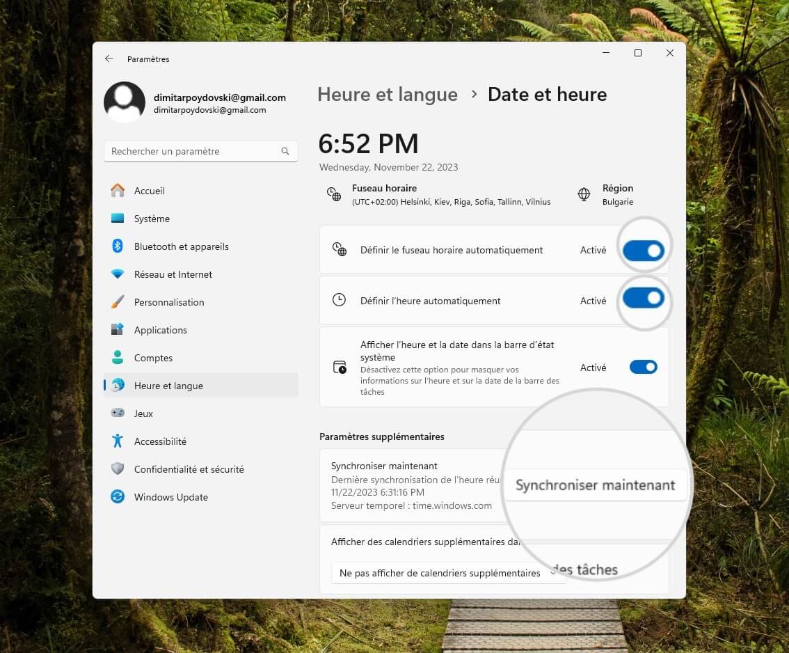 Comment définir l'heure et le fuseau horaire sous Windows
