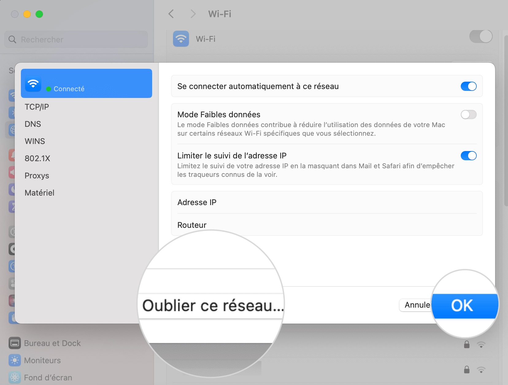 Réinitialisation des paramètres réseau sur un Mac pour résoudre les problèmes de connectivité.