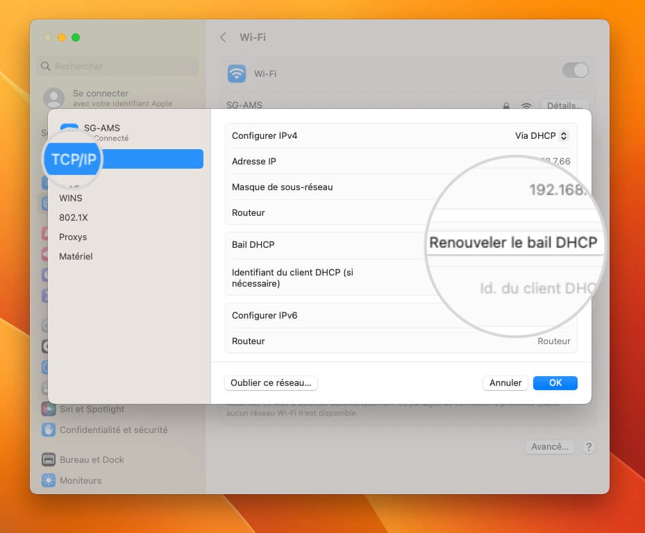 Renouveler le bail DHCP sous macOS