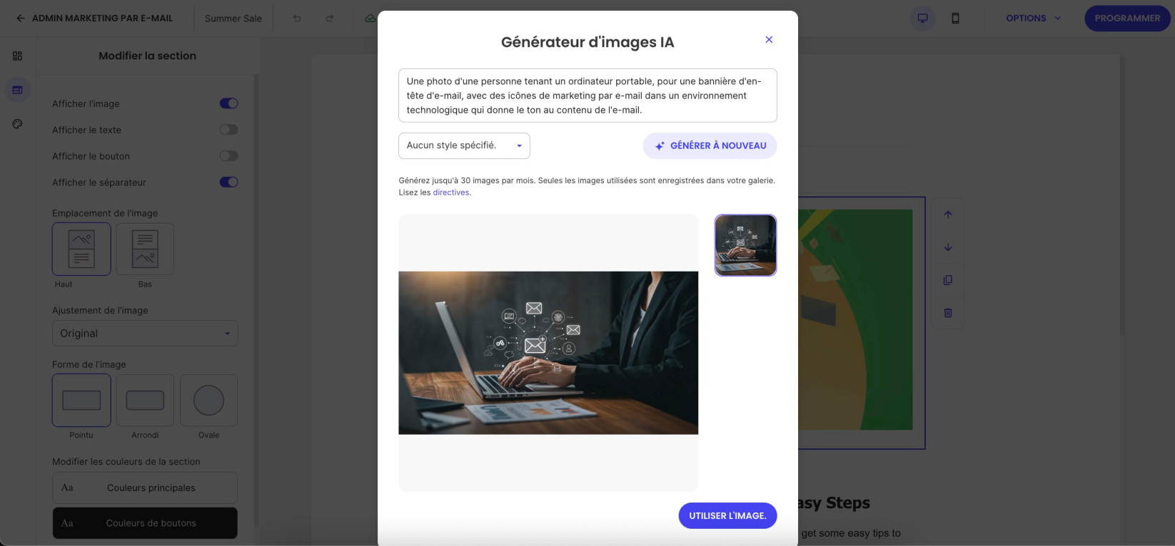 Capture d’écran montrant des images générées par IA dans la section des résultats du Générateur d’Images IA de SiteGround, avec vignettes en grille.