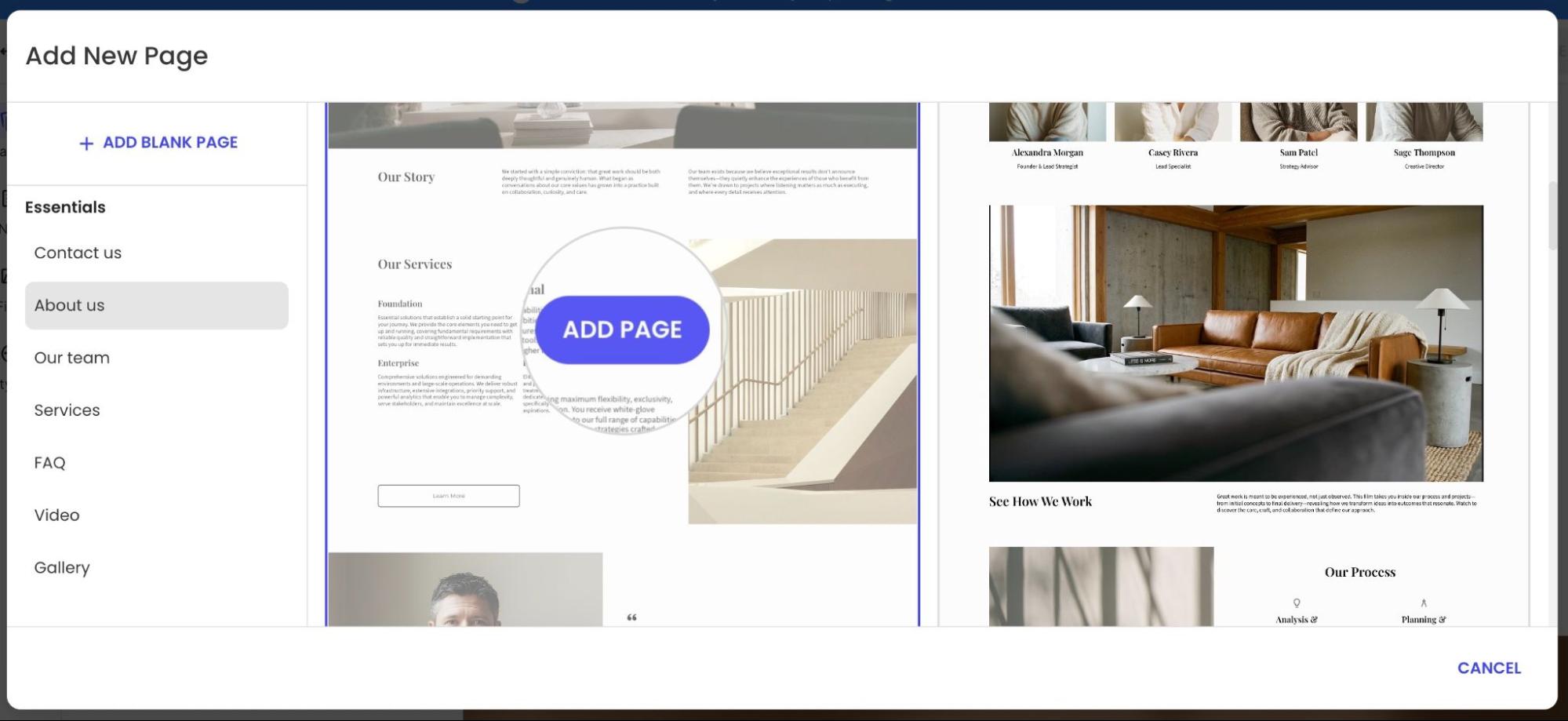 Choisir une mise en page de page 