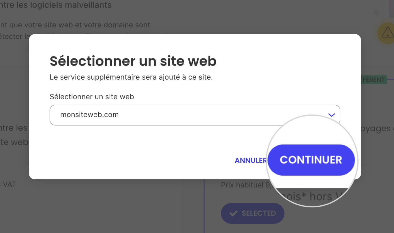 Comment sélectionner un site web pour Site Scanner 