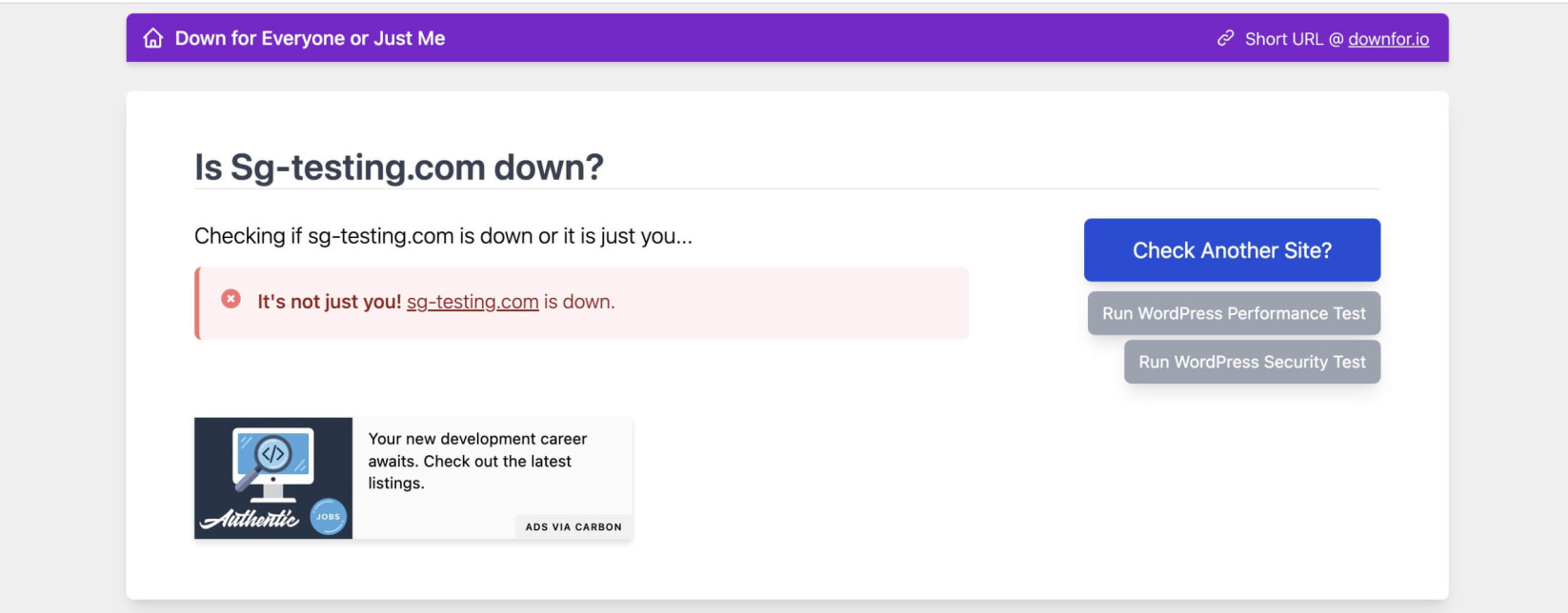 Vérifiez si d'autres visiteurs peuvent visiter le site avec l'outil "Down for Everyone or Just Me"