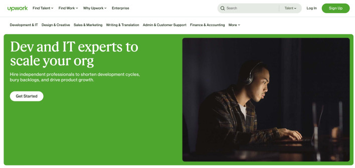 Capture d'écran de la plateforme Upwork