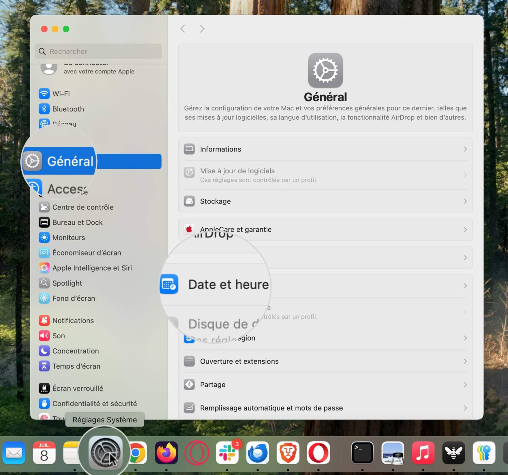 Paramètres de Date & Heure sur Mac