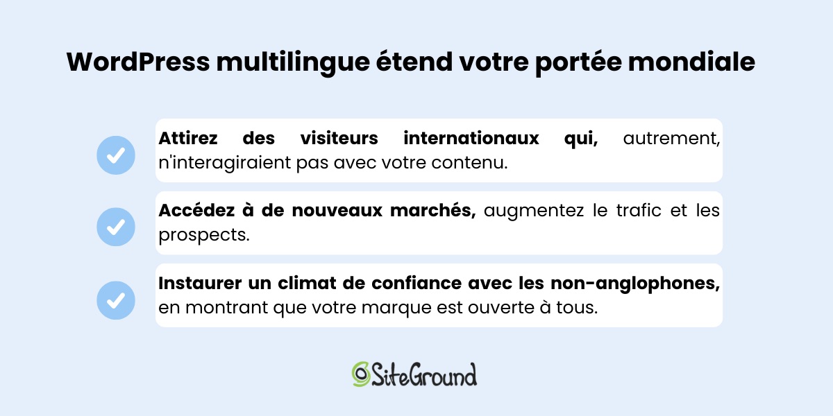 Élargir la portée mondiale avec un site Web WordPress multilingue.