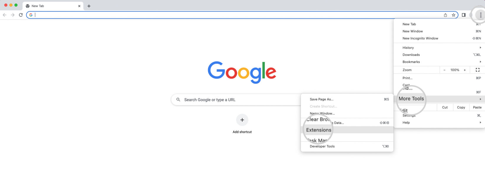 Open the Chrome Extensions menu 