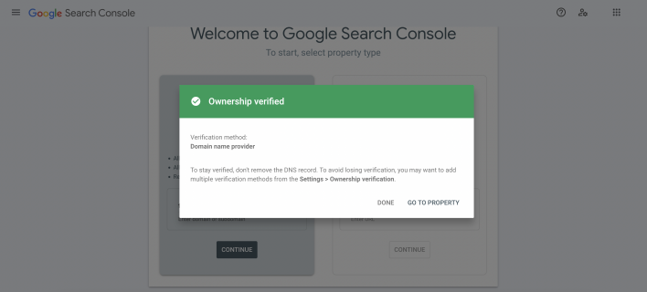 Domain ownership verified