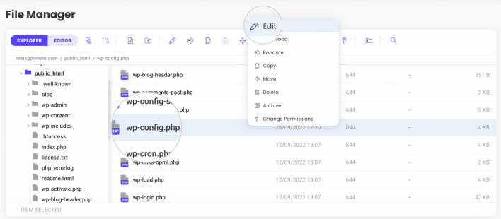 Edit the wp-config.php from your File Manager